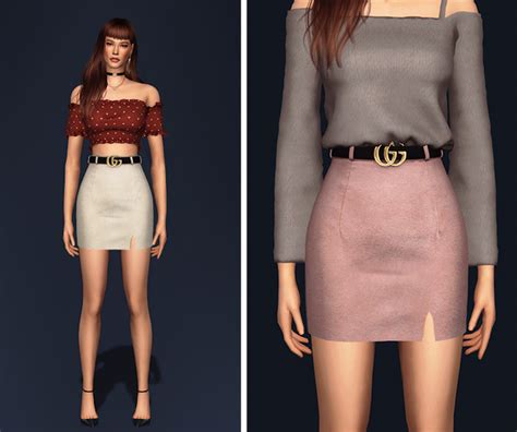 sims 4 gucci skirt with belt|sims 4 Gucci bag cc.